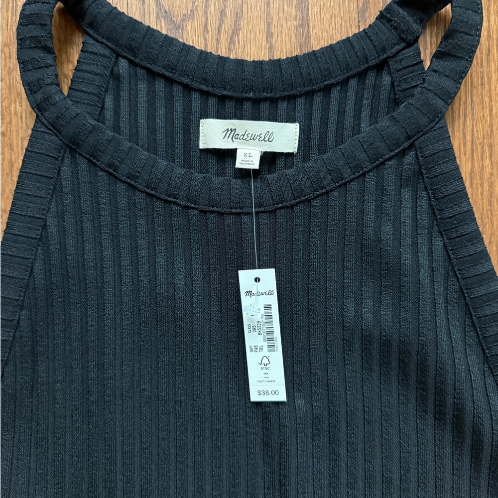 Madewell Black Ribbed Tank - Picture 2 of 3